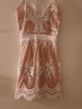 Charlotte Russe Blush Pink Lace-Trim Mini Dress